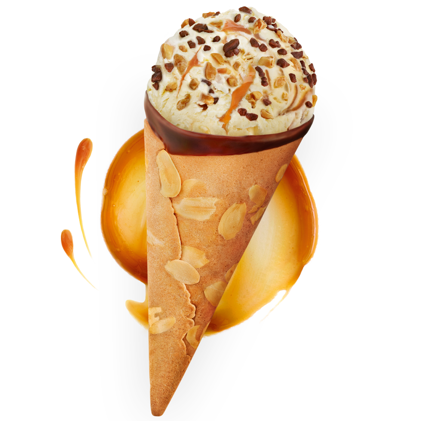 cone vanillla caramel almond plinth